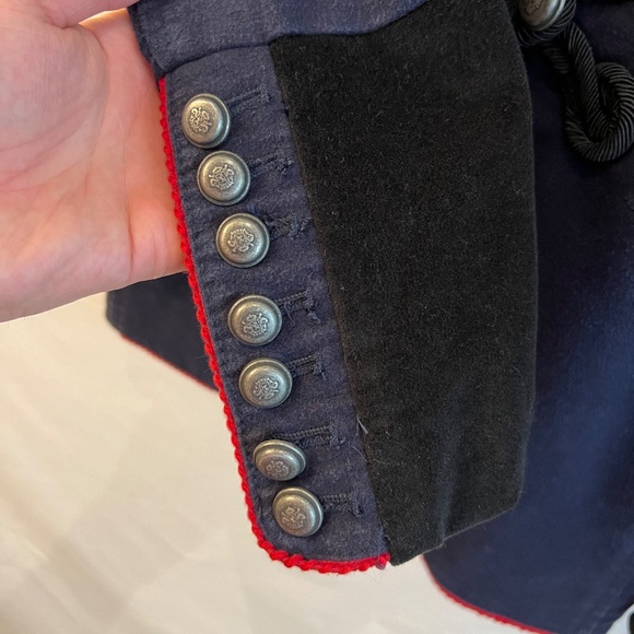 Free People - Navy Velvet Band/Military Jacket - Seamed & Structured - Women's S - Picture 11 of 13